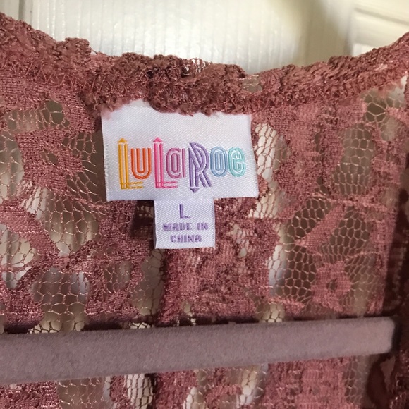 Lularoe Joy duster cardigan dusty rose lace L NWT - Picture 4 of 5